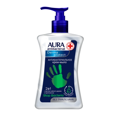 Купить aura (аура) дерма протект крем-мыло антибактериальное 2в1, 250мл в Городце