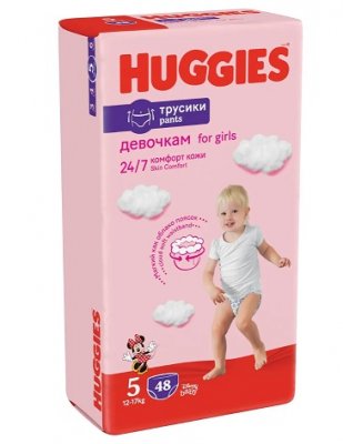 Купить huggies (хаггис) трусики 5 для девочек, 12-17кг 48 шт в Городце