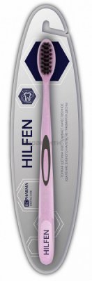 Купить хелфен (hilfen) зубная щетка средней жесткости черная щетина розовая, 1шт в Городце