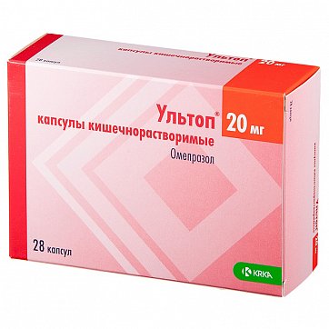 Ультоп, капсулы кишечнорастворимые 20мг, 28 шт