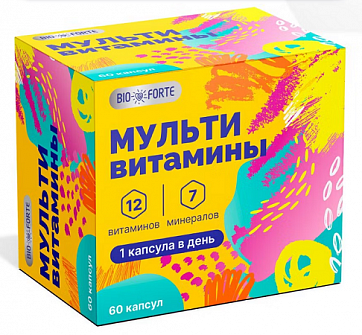Мультивитамины (витамины и минералы) для взрослых BioForte, капсулы 60шт БАД