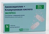 Купить амоксициллин+клавулановая кислота экспресс, таблетки диспергируемые 250мг+62,5мг, 14 шт в Городце