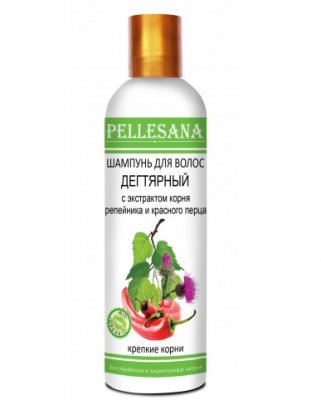 Купить pellesana (пеллесана) шампунь для волос дегтярное с экстрактом  репейника и красного перцем, 250 мл в Городце