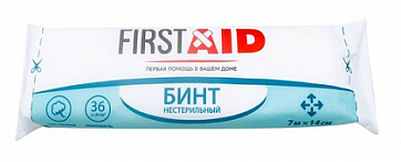 Бинт медицинский нестерильный First Aid (Ферстэйд) 7м х 14см