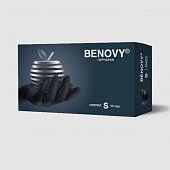 Купить перчатки benovy смотровые нитриловые нестерильные неопудрен текстурир на пальцах размер s 50 пар, черные в Городце