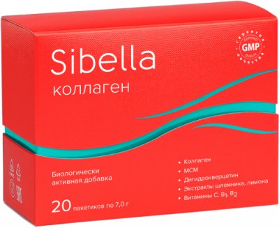 Купить sibella (сибелла) коллаген порошок, пакетики 7г, 20 шт бад в Городце