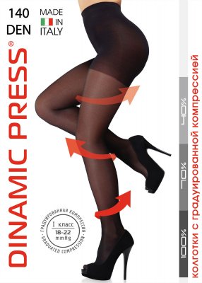 Купить динамик пресс (dinamic press) колготки компрессионные 140ден 1 класс компрессии, размер 4, черный в Городце
