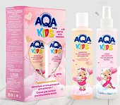 Купить aqa baby (аква беби) kids набор: шампунь и гель для душа для девочек с протеинами пшеницы 200 мл+спрей для легкого расчесывания 200 мл в Городце
