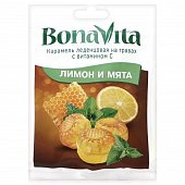 Купить bonavita (бона вита) карамель леденцовая на травах лимон и мята с витамином с, пакет 60г бад в Городце
