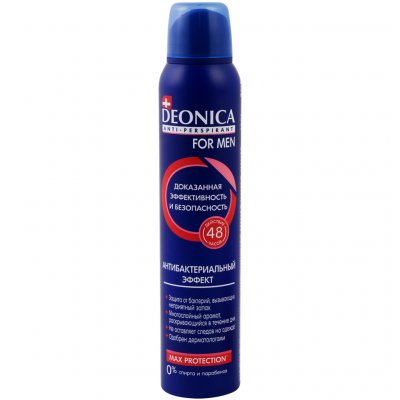 Купить deonica (деоника) дезодорант антиперспирант для мужчин антибактериальный эффект спрей, 200мл в Городце