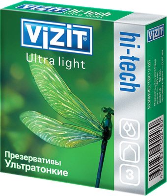 Купить vizit (визит) презервативы hi-tech ultra light ультратонкие 3шт в Городце