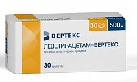 Купить леветирацетам-вертекс, таблетки покрытые пленочной оболочкой 500 мг, 30 шт в Городце