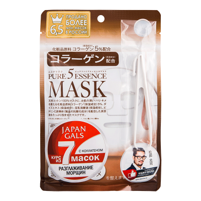 Купить japan gals (джапан галс) маска коллаген pure5 essential, 7 шт в Городце