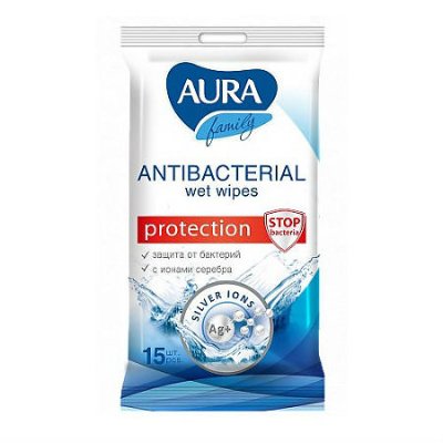 Купить aura (аура) салфетки влажные антибактериальные 15шт в Городце