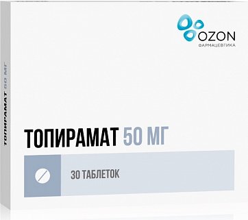 Топирамат, таблетки, покрытые пленочной оболочкой 100мг, 30 шт