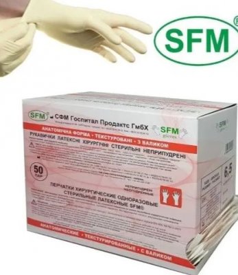Купить перчатки sfm хирургические латексные стерильные неопудрен текстурир размер 6,5 натуральные, 50 пар в Городце