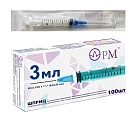 Шприц 3мл 3-х компонентный с иглой 23G 0,6х30мм 100 шт Премьер-Мед