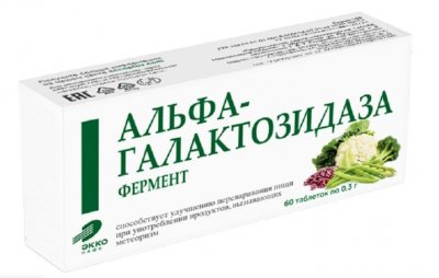 Купить фермент альфа-галактозозидаза, таблетки массой 300мг, 60 шт бад в Городце