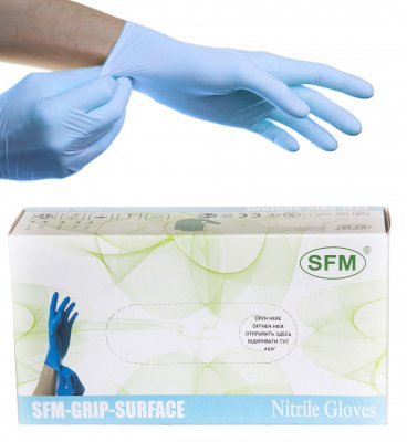 Купить перчатки sfm смотровые нестерильные нитриловые неопудрен текстурир размер l, 100 пар, голубые в Городце