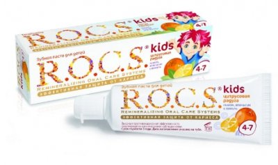 Купить рокс (r.o.c.s) зубная паста для детей лимон/апельсин/ваниль, 45мл (еврокосмед ооо, россия) в Городце