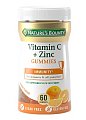 Купить nature's bounty (нэйчес баунти) витамин с плюс цинк, пастилки лекарственные жевательные-гаммис со вкусом апельсина 60 шт бад в Городце