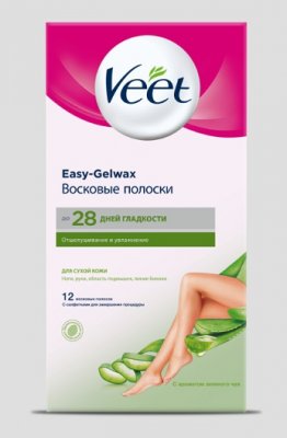 Купить veet easy-gelwax (вит) восковые полоски для сухой кожи с алоэ вера, 12 шт в Городце