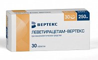 Купить леветирацетам-вертекс, таблетки покрытые пленочной оболочкой 250 мг, 30 шт в Городце