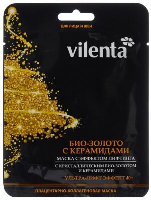 Купить vilenta (вилента) маска для лица и шеи тканевая эффект лифтинга с био-золотом керамиды в Городце