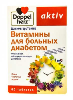 Купить doppelherz activ (доппельгерц) витамины для больных диабетом, таблетки 60 шт бад в Городце